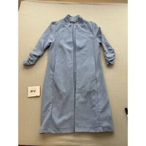 HAVE Womens Light Blue Open Front Ruched Sleeve Duster Cardigan Jacket Size S